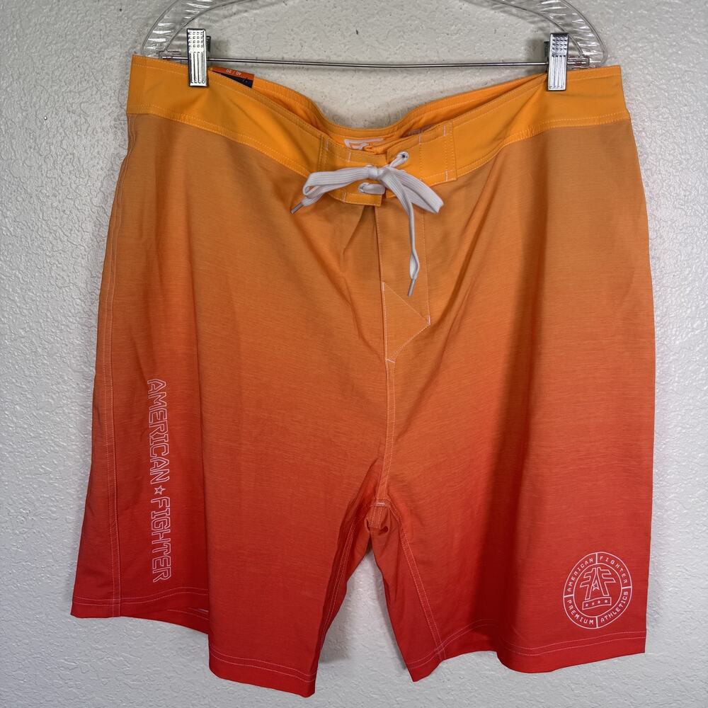 American Fighter Swim Trunks Mens 40 Noah Board Shorts Gradient Ombre MMA New